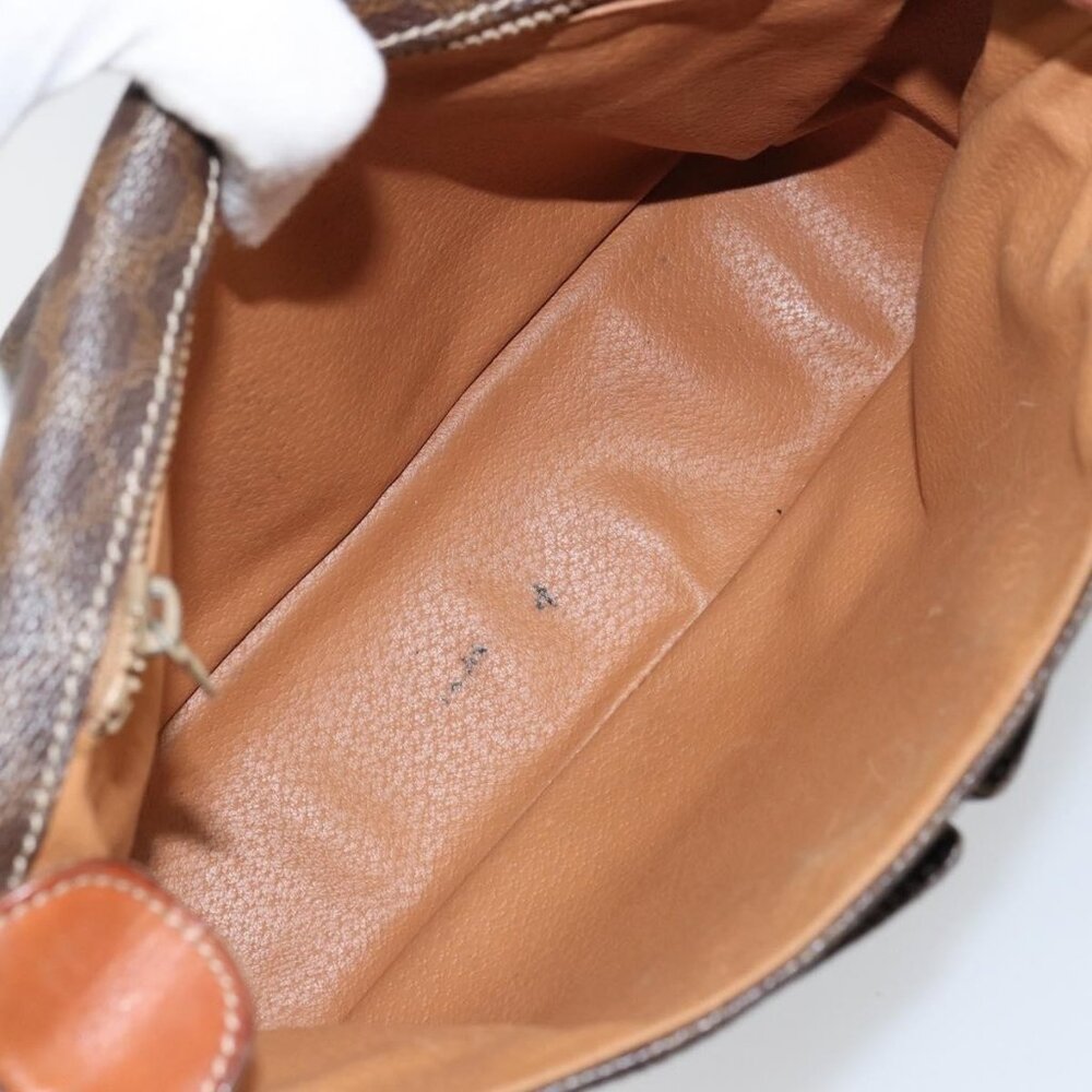 Authentic CELINE Macadam Canvas Shoulder Bag PVC Leather Brown Gold - Picture 2 of 16